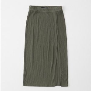 Abercrombie & Fitch Olive Green Midi Skirt